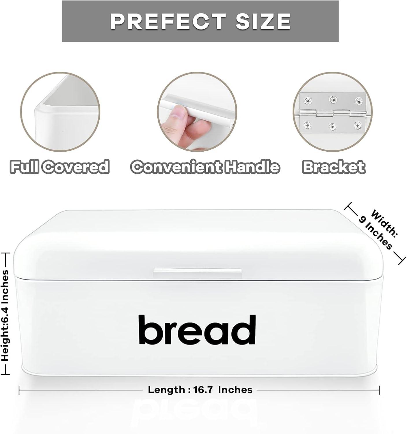 imageEfar Vintage Bread Box for Kitchen Countertop Black Metal Bread Storage Container Retro Bread Bin for PastriesLoavesDry Food Large Capacity ampamp Modern Design 167 x 9 x 64White
