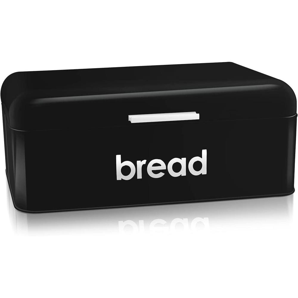 imageEfar Vintage Bread Box for Kitchen Countertop Black Metal Bread Storage Container Retro Bread Bin for PastriesLoavesDry Food Large Capacity ampamp Modern Design 167 x 9 x 64Black