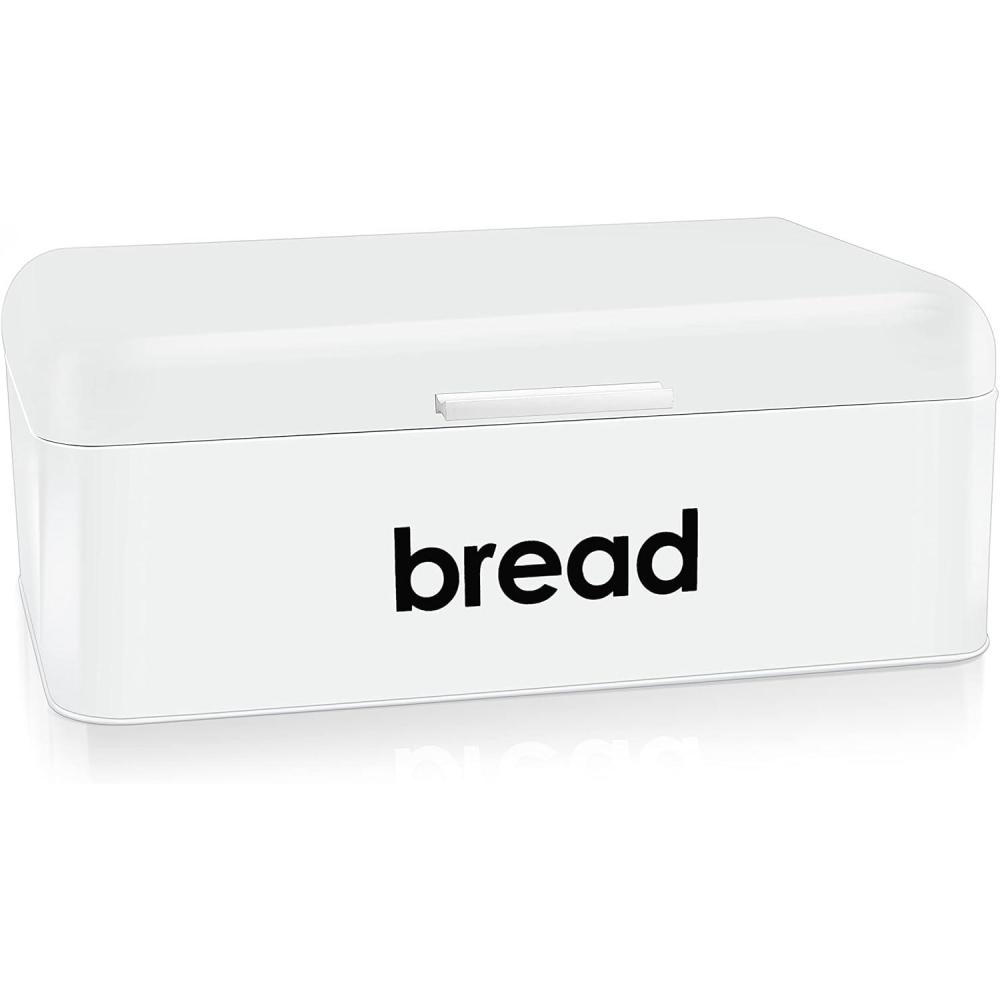 imageEfar Vintage Bread Box for Kitchen Countertop Black Metal Bread Storage Container Retro Bread Bin for PastriesLoavesDry Food Large Capacity ampamp Modern Design 167 x 9 x 64White