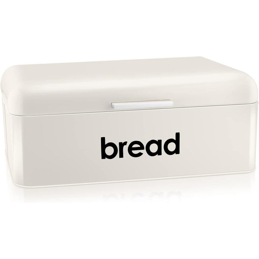 imageEfar Vintage Bread Box for Kitchen Countertop White Metal Bread Storage Container Retro Bread Bin for PastriesLoavesDry Food Large Capacity ampamp Modern Design 167 x 9 x 64Cream