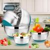 image22Piece Mixing Bowls with Lids ampamp Accessories Set Efar Stainless Steel Nesting Bowls with Colorful Covers ampamp NonSlip Bottoms Metal Bowls for CookingBakingServingStorage  Size 73525151 QTTeal Blue