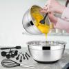 image22Piece Mixing Bowls with Lids ampamp Accessories Set Efar Stainless Steel Nesting Bowls with Colorful Covers ampamp NonSlip Bottoms Metal Bowls for CookingBakingServingStorage  Size 73525151 QTBlack