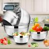 image22Piece Mixing Bowls with Lids ampamp Accessories Set Efar Stainless Steel Nesting Bowls with Colorful Covers ampamp NonSlip Bottoms Metal Bowls for CookingBakingServingStorage  Size 73525151 QTBlack