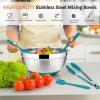image22Piece Mixing Bowls with Lids ampamp Accessories Set Efar Stainless Steel Nesting Bowls with Colorful Covers ampamp NonSlip Bottoms Metal Bowls for CookingBakingServingStorage  Size 73525151 QTTeal Blue