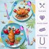 imageEfar 12Piece Kids Silverware Stainless Steel Toddler Preschooler Utensils with Adult Look Hammered Flatware Includes 4 Forks 4 Spoons 4 Knives Safe for Self Feeding NonToxic ampamp Dishwasher SafeRainbow