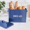 imageEfar Bread Box Metal Bread Box with Lid for Kitchen Countertop Large Bread Bin Holder Storage Container  13quot x 98quot x 73quot  Holds 2 Loaves Modern Farmhouse ampamp Vintage Style  WhiteBlue