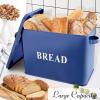 imageEfar Bread Box Metal Bread Box with Lid for Kitchen Countertop Large Bread Bin Holder Storage Container  13quot x 98quot x 73quot  Holds 2 Loaves Modern Farmhouse ampamp Vintage Style  WhiteBlue