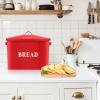 imageEfar Bread Box Metal Bread Box with Lid for Kitchen Countertop Large Bread Bin Holder Storage Container  13quot x 98quot x 73quot  Holds 2 Loaves Modern Farmhouse ampamp Vintage Style  WhiteRed