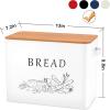 imageEfar Bread Box for Kitchen Countertop Metal Bread Storage Container Bin with Bamboo Lid for Cutting Bread Extra Large ampamp Farmhouse Style 13 x 72 x98 WhiteWhite