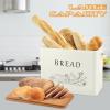 imageEfar Bread Box for Kitchen Countertop Metal Bread Storage Container Bin with Bamboo Lid for Cutting Bread Extra Large ampamp Farmhouse Style 13 x 72 x98 WhiteCream