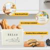 imageEfar Bread Box for Kitchen Countertop Metal Bread Storage Container Bin with Bamboo Lid for Cutting Bread Extra Large ampamp Farmhouse Style 13 x 72 x98 WhiteCream