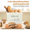 imageEfar Bread Box for Kitchen Countertop Metal Bread Storage Container Bin with Bamboo Lid for Cutting Bread Extra Large ampamp Farmhouse Style 13 x 72 x98 WhiteCream