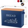 imageEfar Bread Box for Kitchen Countertop Metal Bread Storage Container Bin with Bamboo Lid for Cutting Bread Extra Large ampamp Farmhouse Style 13 x 72 x98 WhiteNavy Blue