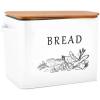 imageEfar Bread Box for Kitchen Countertop Metal Bread Storage Container Bin with Bamboo Lid for Cutting Bread Extra Large ampamp Farmhouse Style 13 x 72 x98 WhiteWhite