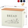 imageEfar Bread Box for Kitchen Countertop Metal Bread Storage Container Bin with Bamboo Lid for Cutting Bread Extra Large ampamp Farmhouse Style 13 x 72 x98 WhiteCream