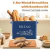 imageEfar Bread Box for Kitchen Countertop Metal Bread Storage Container Bin with Bamboo Lid for Cutting Bread Extra Large ampamp Farmhouse Style 13 x 72 x98 WhiteNavy Blue