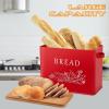 imageEfar Bread Box for Kitchen Countertop Metal Bread Storage Container Bin with Bamboo Lid for Cutting Bread Extra Large ampamp Farmhouse Style 13 x 72 x98 WhiteRed