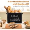 imageEfar Bread Box for Kitchen Countertop Metal Bread Storage Container Bin with Bamboo Lid for Cutting Bread Extra Large ampamp Farmhouse Style 13 x 72 x98 WhiteBlack