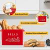 imageEfar Bread Box for Kitchen Countertop Metal Bread Storage Container Bin with Bamboo Lid for Cutting Bread Extra Large ampamp Farmhouse Style 13 x 72 x98 WhiteRed