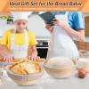 imageEfar Bread Proofing Basket Set of 2 9 Inch Round Sourdough Bread Baking Supplies Complete Sourdough Starter Kit for Beginners9Round  9Round
