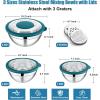 imageEfar Mixing Bowls Set of 5 Stainless Steel Salad Mixing Bowl with Transparent Lid Metal Nesting Bowl Attach with 3 Graters for Kitchen PreppingServingBakingStorage 462615107 QT  BlueTeal Blue