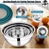 imageEfar Mixing Bowls Set of 5 Stainless Steel Salad Mixing Bowl with Transparent Lid Metal Nesting Bowl Attach with 3 Graters for Kitchen PreppingServingBakingStorage 462615107 QT  BlueTeal Blue