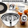 imageEfar Mixing Bowls Set of 5 Stainless Steel Salad Mixing Bowl with Transparent Lid Metal Nesting Bowl Attach with 3 Graters for Kitchen PreppingServingBakingStorage 462615107 QT  BlueBlack