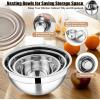 imageEfar Mixing Bowls Set of 5 Stainless Steel Salad Mixing Bowl with Transparent Lid Metal Nesting Bowl Attach with 3 Graters for Kitchen PreppingServingBakingStorage 462615107 QT  BlueKhaki