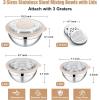 imageEfar Mixing Bowls Set of 5 Stainless Steel Salad Mixing Bowl with Transparent Lid Metal Nesting Bowl Attach with 3 Graters for Kitchen PreppingServingBakingStorage 462615107 QT  BlueKhaki