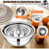 imageEfar Mixing Bowls Set of 5 Stainless Steel Salad Mixing Bowl with Transparent Lid Metal Nesting Bowl Attach with 3 Graters for Kitchen PreppingServingBakingStorage 462615107 QT  BlueKhaki