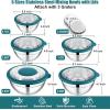 imageEfar Mixing Bowls Set of 5 Stainless Steel Salad Mixing Bowl with Transparent Lid Metal Nesting Bowl Attach with 3 Graters for Kitchen PreppingServingBakingStorage 462615107 QT  BlueTeal Blue