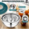 imageEfar Mixing Bowls Set of 5 Stainless Steel Salad Mixing Bowl with Transparent Lid Metal Nesting Bowl Attach with 3 Graters for Kitchen PreppingServingBakingStorage 462615107 QT  BlueTeal Blue