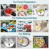 imageEfar Mixing Bowls Set of 5 Stainless Steel Salad Mixing Bowl with Transparent Lid Metal Nesting Bowl Attach with 3 Graters for Kitchen PreppingServingBakingStorage 462615107 QT  BlueTeal Blue