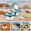 imageEfar Mixing Bowls Set of 5 Stainless Steel Salad Mixing Bowl with Transparent Lid Metal Nesting Bowl Attach with 3 Graters for Kitchen PreppingServingBakingStorage 462615107 QT  BlueTeal Blue