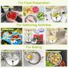 imageEfar Mixing Bowls Set of 5 Stainless Steel Salad Mixing Bowl with Transparent Lid Metal Nesting Bowl with 3 Graters for Kitchen PreppingServingBakingStorage 462615107 QT  Colorful