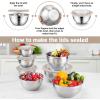 imageEfar Mixing Bowls Set of 7 Stainless Steel Mixing Bowls with Airtight Clear Lids Metal Nesting Bowls for Kitchen Prep Baking Serving Dishwasher Safe Size 46 35 3 2 15 1 07QT BlackKhaki