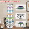 imageEfar Mixing Bowls Set of 7 Stainless Steel Mixing Bowls with Airtight Clear Lids Metal Nesting Bowls for Kitchen Prep Baking Serving Dishwasher Safe Size 46 35 3 2 15 1 07QT BlackMulticolor