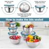 imageEfar Mixing Bowls Set of 7 Stainless Steel Mixing Bowls with Airtight Clear Lids Metal Nesting Bowls for Kitchen Prep Baking Serving Dishwasher Safe Size 46 35 3 2 15 1 07QT BlackBlue