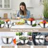 imageEfar Mixing Bowls Set of 7 Stainless Steel Mixing Bowls with Airtight Clear Lids Metal Nesting Bowls for Kitchen Prep Baking Serving Dishwasher Safe Size 46 35 3 2 15 1 07QT BlackKhaki