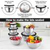 imageEfar Mixing Bowls Set of 7 Stainless Steel Mixing Bowls with Airtight Clear Lids Metal Nesting Bowls for Kitchen Prep Baking Serving Dishwasher Safe Size 46 35 3 2 15 1 07QT BlackBlack
