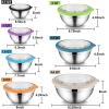 imageEfar Mixing Bowls Set of 7 Stainless Steel Mixing Bowls with Airtight Clear Lids Metal Nesting Bowls for Kitchen Prep Baking Serving Dishwasher Safe Size 46 35 3 2 15 1 07QT BlackMulticolor