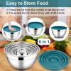 imageEfar Mixing Bowls with Lids 6Piece Stainless Steel Salad Bowls Metal Nesting Bowls for Baking Cooking and Prepping Airtight Lids ampamp Stackable Design Size 45 3 15 QT ColorfulDark Blue