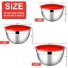 imageEfar Mixing Bowls with Lids 6Piece Stainless Steel Salad Bowls Metal Nesting Bowls for Baking Cooking and Prepping Airtight Lids ampamp Stackable Design Size 45 3 15 QT ColorfulRed
