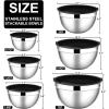 imageEfar Mixing Bowls with Lids 6Piece Stainless Steel Salad Bowls Metal Nesting Bowls for Baking Cooking and Prepping Airtight Lids ampamp Stackable Design Size 45 3 15 QT ColorfulBlack