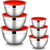 imageEfar Mixing Bowls with Lids 6Piece Stainless Steel Salad Bowls Metal Nesting Bowls for Baking Cooking and Prepping Airtight Lids ampamp Stackable Design Size 45 3 15 QT ColorfulRed