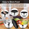 imageEfar Mixing Bowls with Lids 6Piece Stainless Steel Salad Bowls Metal Nesting Bowls for Baking Cooking and Prepping Airtight Lids ampamp Stackable Design Size 45 3 15 QT ColorfulBlack