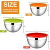 imageEfar Mixing Bowls with Lids 6Piece Stainless Steel Salad Bowls Metal Nesting Bowls for Baking Cooking and Prepping Airtight Lids ampamp Stackable Design Size 45 3 15 QT ColorfulMulticolor