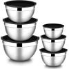 imageEfar Mixing Bowls with Lids 6Piece Stainless Steel Salad Bowls Metal Nesting Bowls for Baking Cooking and Prepping Airtight Lids ampamp Stackable Design Size 45 3 15 QT ColorfulBlack