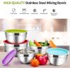 imageEfar Mixing Bowls with Lids Set of 5 Stainless Steel Mixing Bowls Metal Nesting Bowls with Airtight Lids Nontoxic ampamp Dishwasher Safe Great for Cooking Baking Serving  Size 07115346QTColorful