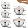 imageEfar Mixing Bowls with Lids Set of 5 Stainless Steel Mixing Bowls Metal Nesting Bowls with Airtight Lids Nontoxic ampamp Dishwasher Safe Great for Cooking Baking Serving  Size 07115346QTKhaki